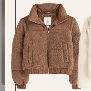 Abercrombie Brown Sherpa Teddy Puffer Coat Jacket Small